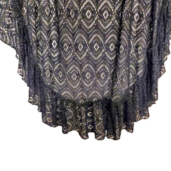 Boho Layered Fishnet High/Low Maxi Skirt. One Size - Picture 3 of 6